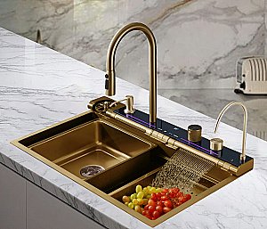 Кухонная мойка CeruttiSpa GLORIA Pro gold 75 CT11109 золото купить в интернет-магазине сантехники Sanbest