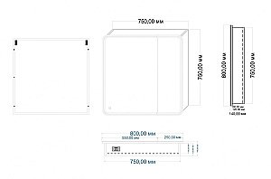 Зеркальный шкаф с подсветкой Art&Max VERONA AM-Ver-800-800-2D-DS-F купить в интернет-магазине сантехники Sanbest