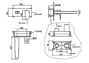 Смеситель для раковины Boheme Spectre 455-MG золото матовое купить в интернет-магазине сантехники Sanbest