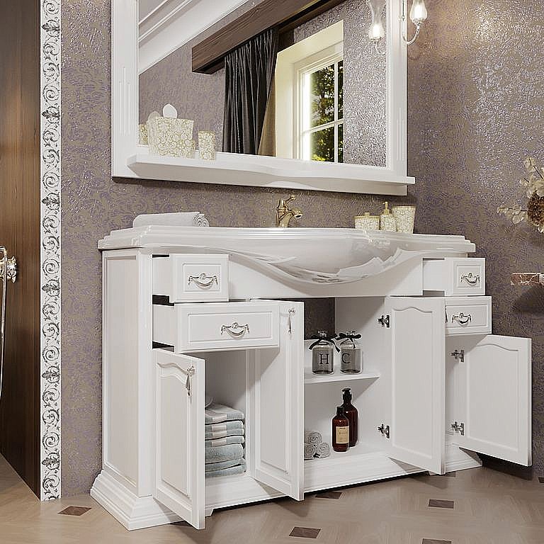 Тумба с раковиной Опадирис Риспекто 120 белый матовый для ванной в интернет-магазине Sanbest