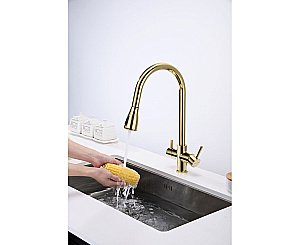 Смеситель для кухни Paulmark Lange La214212-G золото купить в интернет-магазине сантехники Sanbest