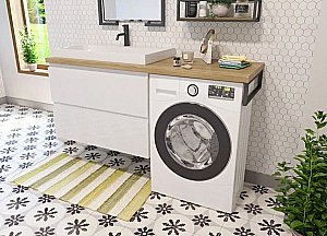 Тумба с раковиной Эстет Malibu Luxe 155 любой цвет тумбы и раковины с блестками под заказ для ванной в интернет-магазине Sanbest