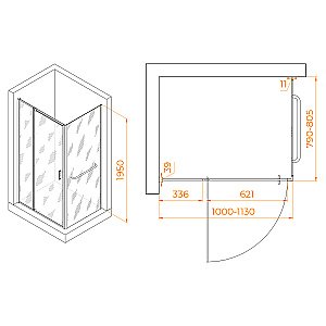 Душевой уголок RGW Passage PA-078-1 (PA-008 + Z-060-2) 100х80 3508078108-11 стекло прозрачное/профиль хром купить в интернет-магазине Sanbest