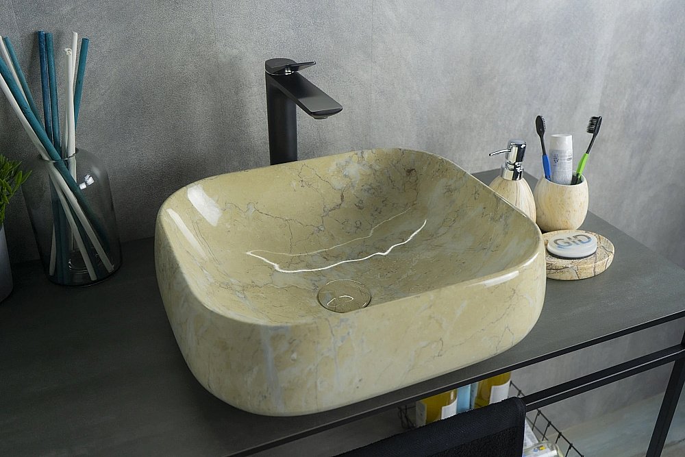 Раковина накладная Gid 45 Mnc188 54424 бежевый мрамор купить в интернет-магазине Sanbest