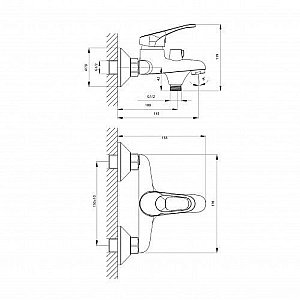 Смеситель для ванны Rossinka B35-30 купить в интернет-магазине сантехники Sanbest