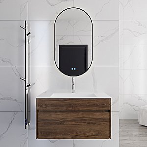 Тумба с раковиной Vincea Chiara 80 VMC-2C800CO/VCB-13800W тёмный дуб/раковина белая для ванной в интернет-магазине Sanbest