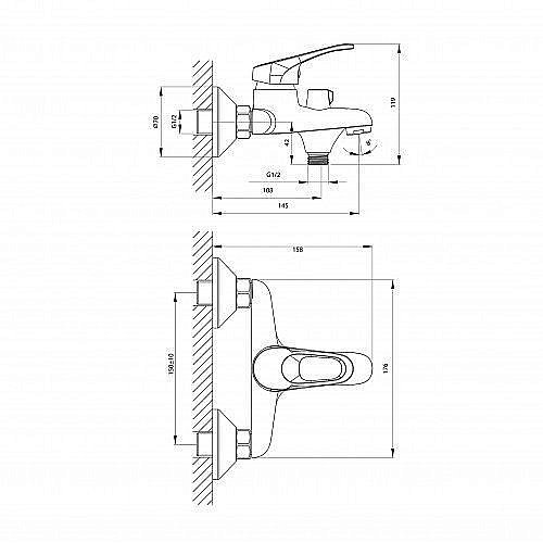 Смеситель для ванны Rossinka B35-30 купить в интернет-магазине сантехники Sanbest