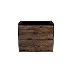 Тумба с раковиной Vincea Luka 60 VMC-2L600CO/VCB-13600B тёмный дуб/раковина черная для ванной в интернет-магазине Sanbest