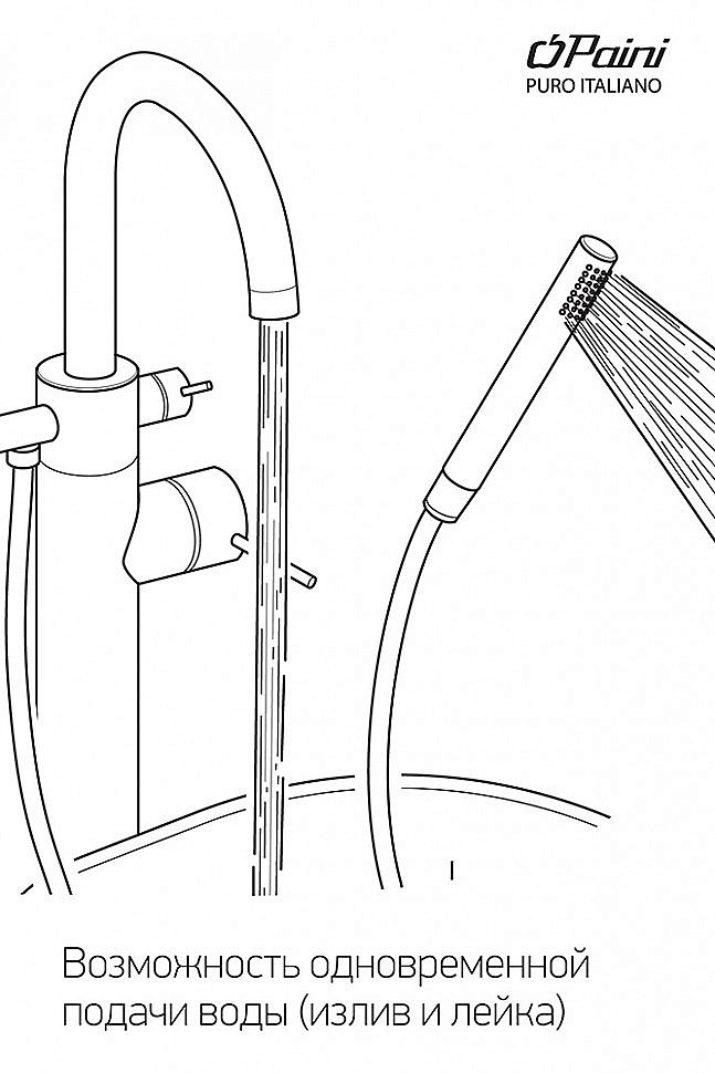 Смеситель для ванны PAINI Cox 78CR136LM хром купить в интернет-магазине сантехники Sanbest