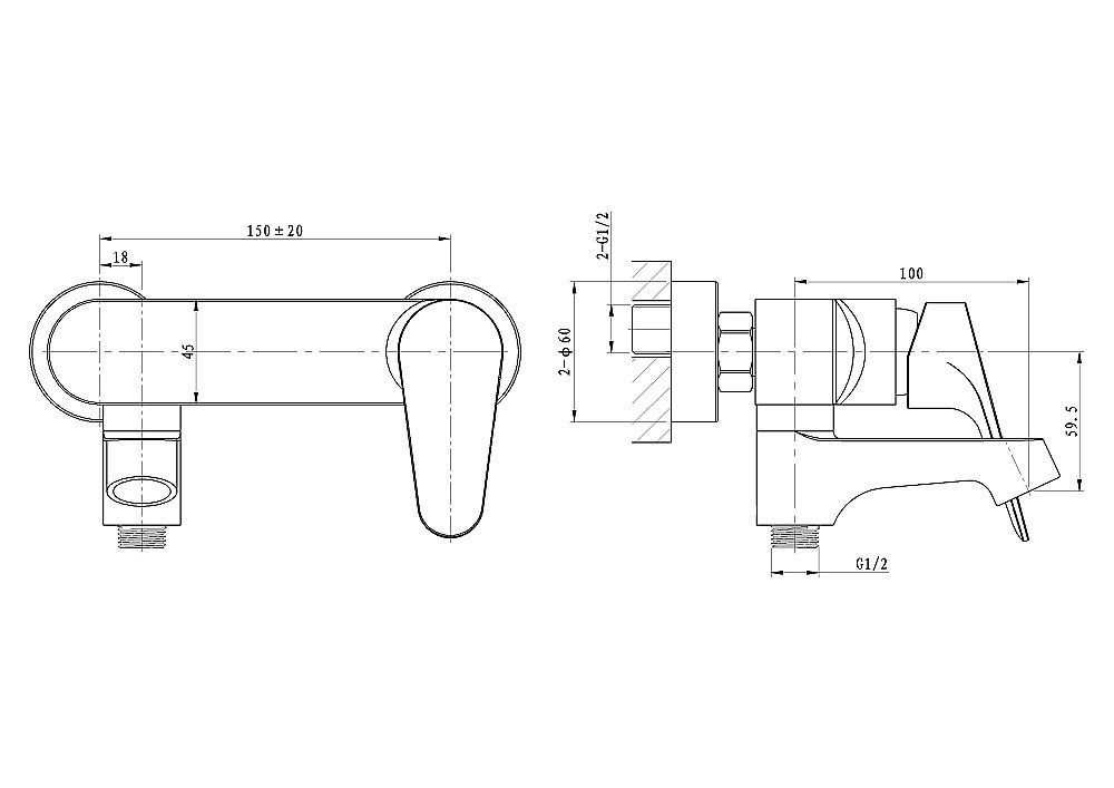 Смеситель для ванны WONZON & WOGHAND BALANCE WW-053101-CR хром купить в интернет-магазине сантехники Sanbest