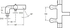 Смеситель для ванны с термостатом Jacob Delafon CUFF E78521-CP купить в интернет-магазине сантехники Sanbest