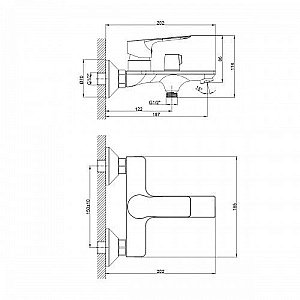 Смеситель для ванны Rossinka RS27-30 купить в интернет-магазине сантехники Sanbest