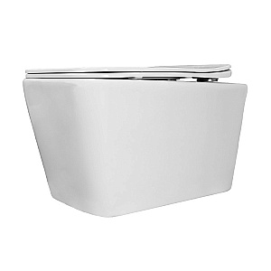 Унитаз подвесной Azario Dezi AZ-W05-SW белый, безободковый, с крышкой микролифт, слив торнадо купить в интернет-магазине Sanbest
