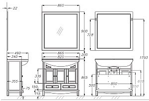 Тумба с раковиной Опадирис Омега 85 слоновая кость для ванной в интернет-магазине Sanbest