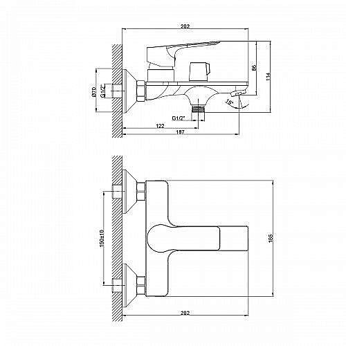 Смеситель для ванны Rossinka RS27-30 купить в интернет-магазине сантехники Sanbest