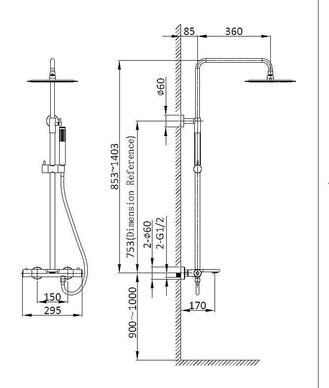 Душевая система Vincea Vogue VSFS-1V1TGM вороненая сталь купить в интернет-магазине сантехники Sanbest