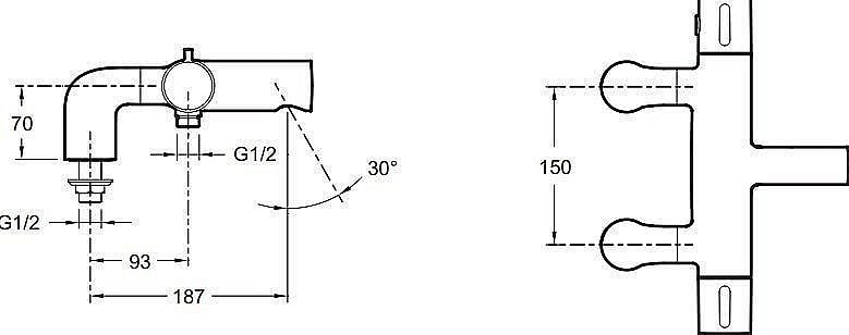 Смеситель для ванны с термостатом Jacob Delafon CUFF E78521-CP купить в интернет-магазине сантехники Sanbest