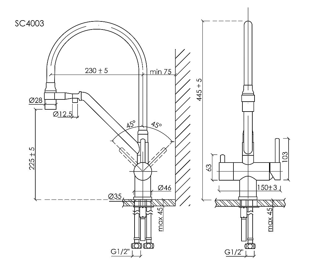 Смеситель для кухни Sancos Dora SC4003BG брашированное золото купить в интернет-магазине сантехники Sanbest