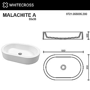 Раковина накладная WhiteCross MALACHITE A 55 0721.055035.200 белая матовая купить в интернет-магазине Sanbest