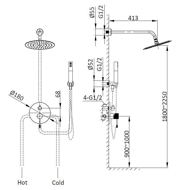 Душевая система Vincea Desire VSFW-1D1BN брашированный никель купить в интернет-магазине сантехники Sanbest