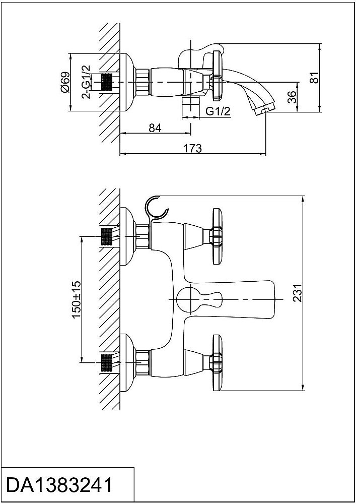 Смеситель для ванны D&K Hessen Goethe DA1383241 купить в интернет-магазине сантехники Sanbest