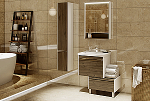 Нижняя тумба Акватон Капри 60 темное дерево для ванной в интернет-магазине сантехники Sanbest