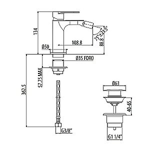 Смеситель для биде Gattoni H2Omix7000 7005070NO купить в интернет-магазине сантехники Sanbest