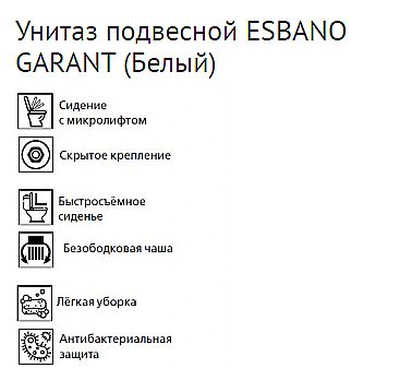 Унитаз подвесной Esbano GARANT ESUPGARAW безободковый, с крышкой микролифт, белый купить в интернет-магазине Sanbest