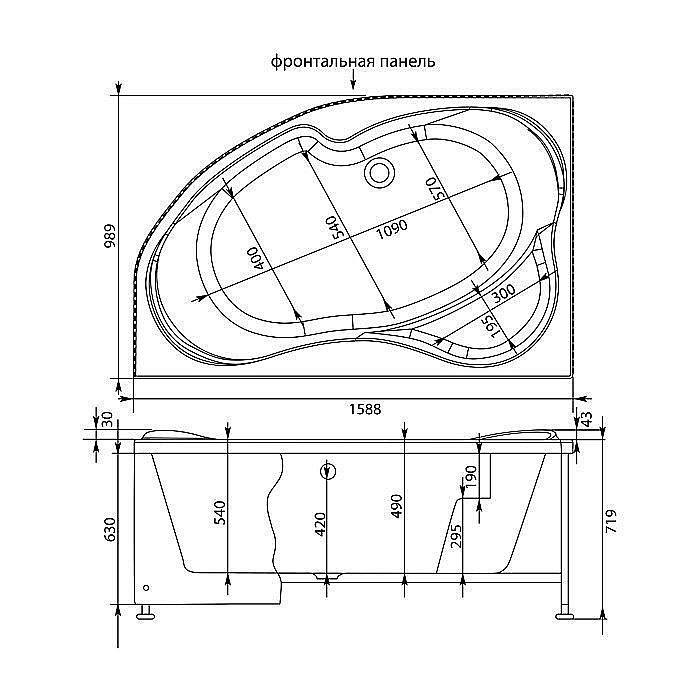 Ванна акриловая Aquanet Capri 160х100 с к/с купить в интернет-магазине Sanbest