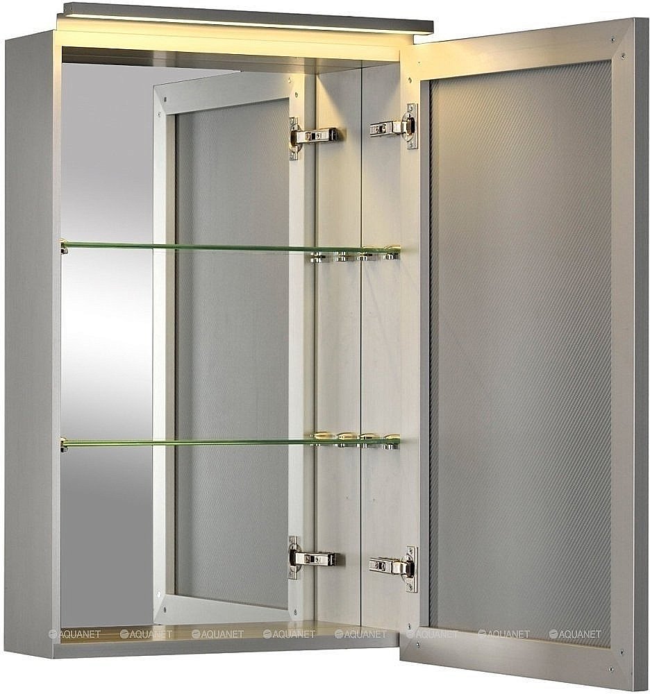 Зеркальный шкаф De Aqua Алюминиум 261749 50 серебро купить в интернет-магазине сантехники Sanbest