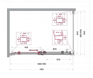 Душевой уголок BelBagno Marino 2-AH-1 130x90 стекло прозрачное/профиль оружейная сталь купить в интернет-магазине Sanbest