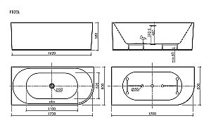 Ванна акриловая Sancos Edge FB23 170х80 белая купить в интернет-магазине Sanbest