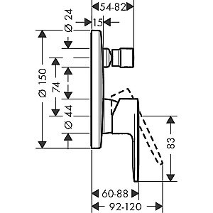 Смеситель для душа Hansgrohe Vernis Blend 71466670 черный матовый купить в интернет-магазине сантехники Sanbest