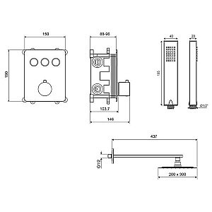 Душевая система Excellent Krotos 8046 черная матовая купить в интернет-магазине сантехники Sanbest