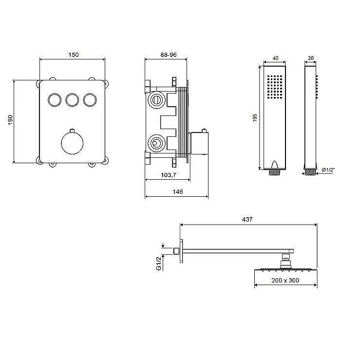 Душевая система Excellent Krotos 8046 черная матовая купить в интернет-магазине сантехники Sanbest