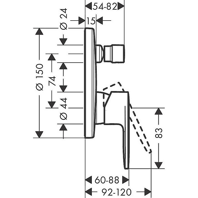Смеситель для душа Hansgrohe Vernis Blend 71466670 черный матовый купить в интернет-магазине сантехники Sanbest