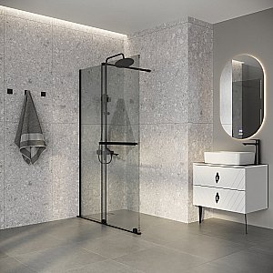 Душевая перегородка Niagara Nova 90 NG-671-90BLACK профиль черный матовый/стекло прозрачное купить в интернет-магазине Sanbest