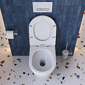 Унитаз приставной напольный BelBagno Flay-Tor BB1003CB-TOR/SC белый, безободковый, с крышкой микролифт, слив-торнадо купить в интернет-магазине Sanbest