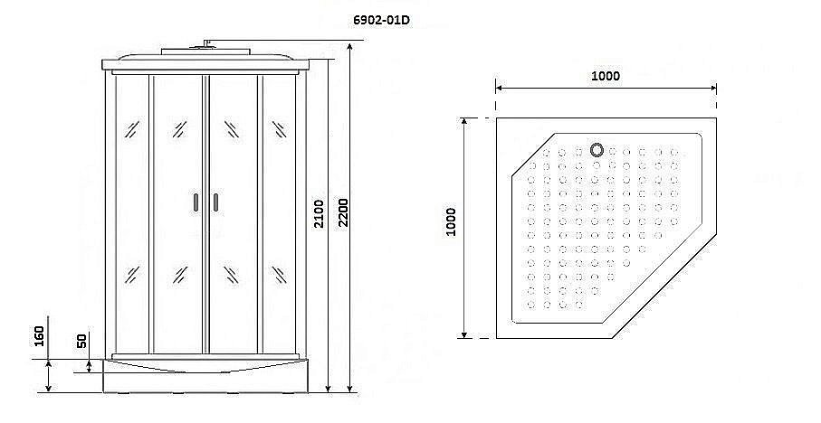 Душевая кабина Niagara Premium NG- 6902-01D BLACK 100x100 купить в интернет-магазине Sanbest