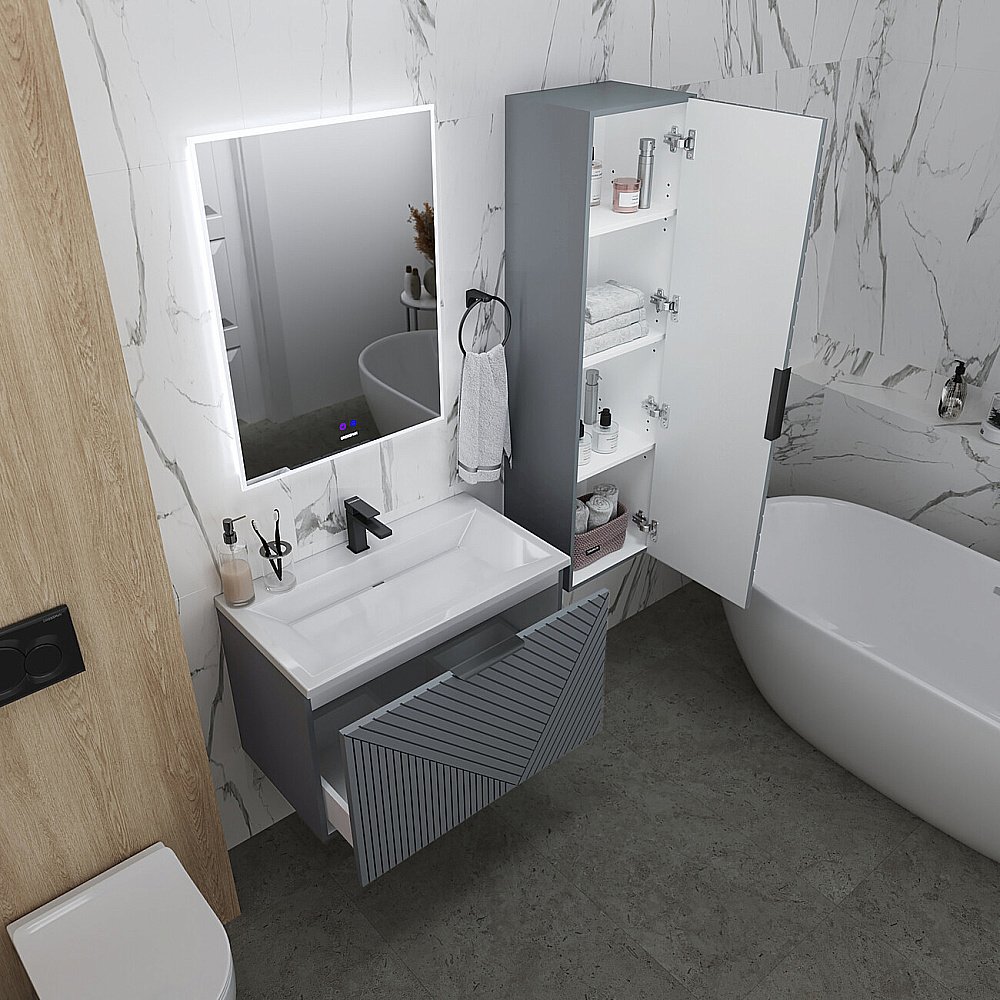 Пенал подвесной Grossman Блисс 37 303546 графит матовый для ванной в интернет-магазине сантехники Sanbest