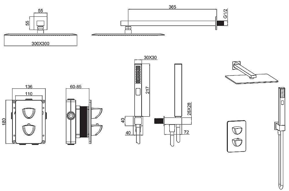 Душевая система Allen Brau Infinity 5.21016-00 купить в интернет-магазине сантехники Sanbest