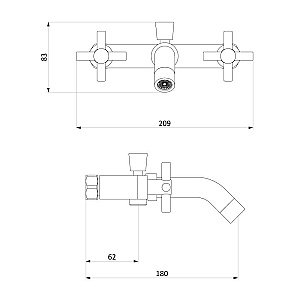 Смеситель для ванны RedBlu by Damixa Neo Classic 271000000 купить в интернет-магазине сантехники Sanbest