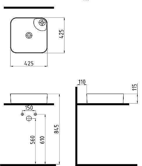 Раковина накладная Bien Flame 42,5 FALG04302FD1G2000 золото купить в интернет-магазине Sanbest