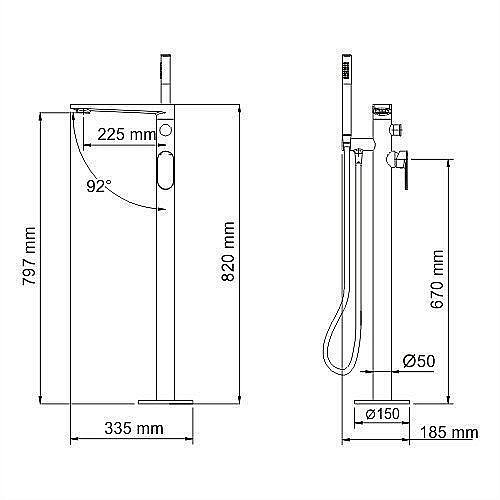 Смеситель для ванны WasserKRAFT Dinkel 5821 купить в интернет-магазине сантехники Sanbest