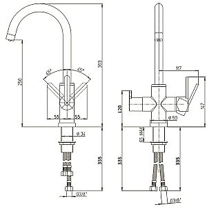Смеситель для кухни PAINI Cox 78PJ6433VL2KM золото матовое купить в интернет-магазине сантехники Sanbest