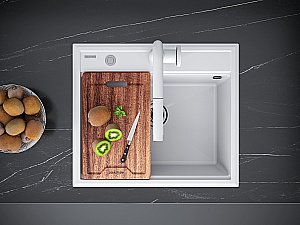 Кухонная мойка Paulmark STEPIA 60 + коландер ADVANCE PM115951-WH+A375-BS белый купить в интернет-магазине сантехники Sanbest