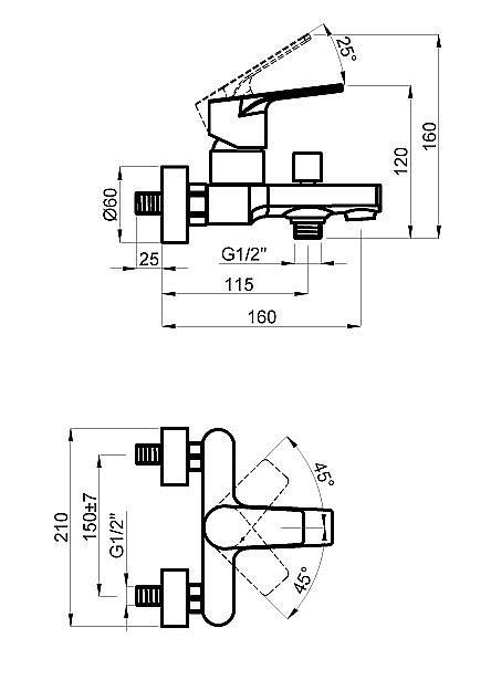 Смеситель для ванны Azario TREYA AZ-15680501 хром купить в интернет-магазине сантехники Sanbest