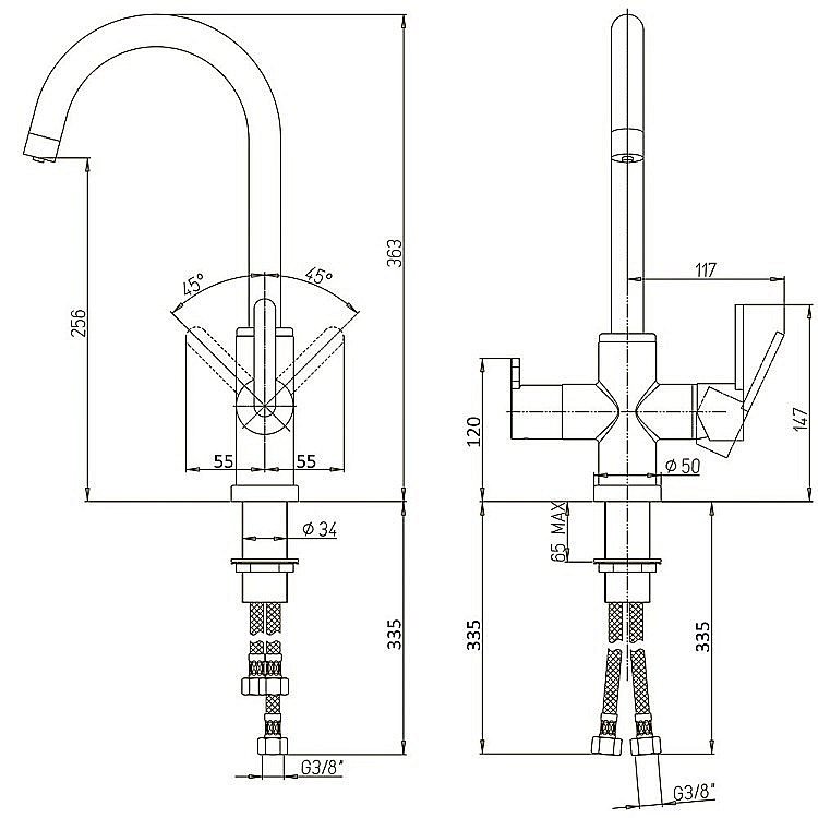 Смеситель для кухни PAINI Cox 78PJ6433VL2KM золото матовое купить в интернет-магазине сантехники Sanbest