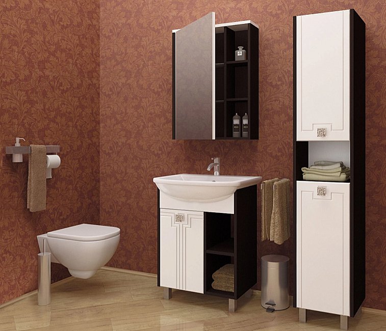 Зеркальный шкаф MIXLINE БОСКО 522472 65 белый/венге купить в интернет-магазине сантехники Sanbest