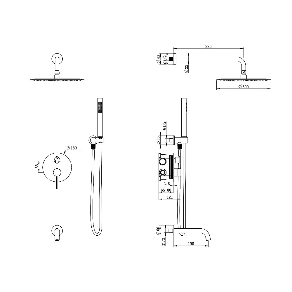 Душевая система Oliveeka Y OL-88939017-BN никель брашированный купить в интернет-магазине сантехники Sanbest